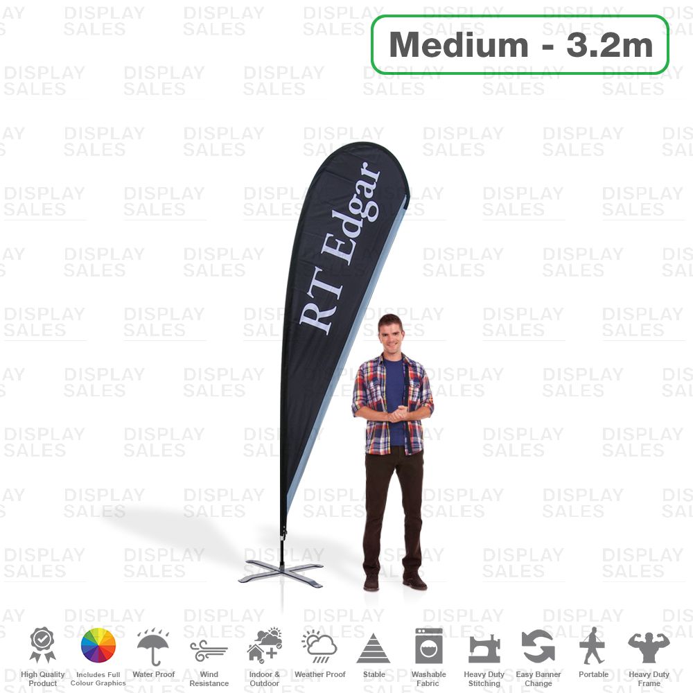 Deluxe Teardrop Flag - 3.2m ( Including Custom Printing )
