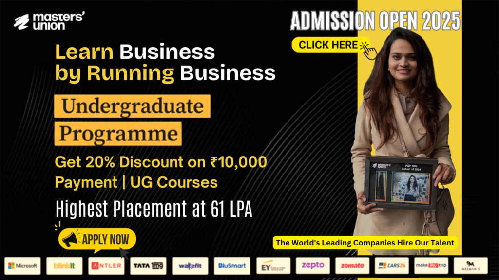 Masters’ Union 2025 Get 20% Discount On 10k Payment